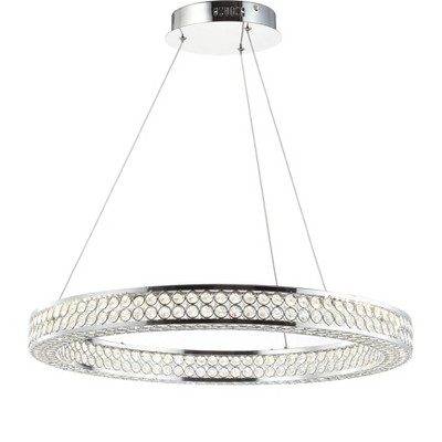 24.7" Crystal/Metal Round Benton Chandelier (Includes Energy Efficient Light Bulb) Silver - JONATHAN Y