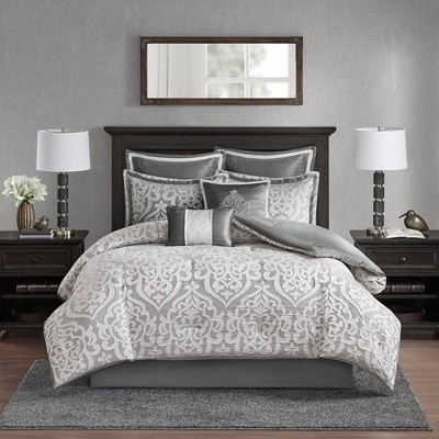 8Pcs Comforter Set, Solid Bedding Set, Microfiber Bed Comforter