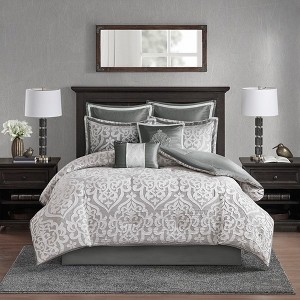 8Pcs Comforter Set, Solid Bedding Set, Microfiber Bed Comforter - 1 of 4