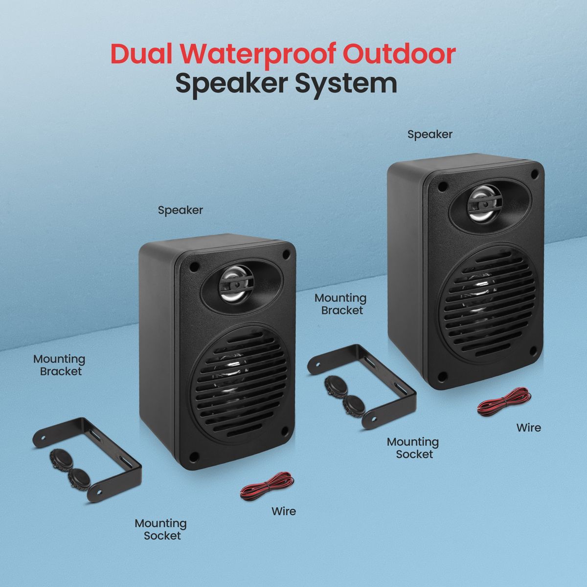 Pyle 3.5" Bluetooth Indoor/Outdoor Speakers, 200W Waterproof Pair, Black - thumbnail 3