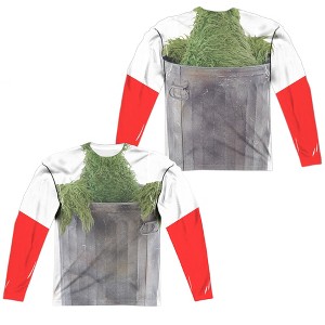 Men's Sesame Street Oscar Costume (Front Back Print) Long Sleeve Costume T-Shirt - 1 of 4