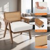 GustoWave Accent Chair Mid-Century Modern Chair, Linen Fabric Upholstered Lounge Arm Chair with Solid Wood Frame & Rattan - 3 of 4