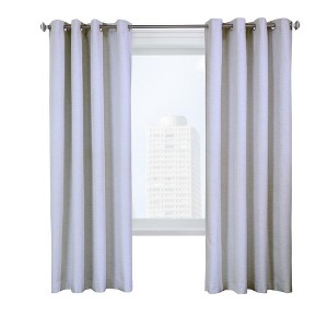 Thermaplus Ventura Blackout Grommet Curtain Panel Pair Frame Your Windows with Subtle Slub Textured Motif Each 78" x 84" White - 1 of 4