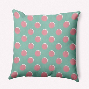 16"x16" Spring Polka Dots Square Throw Pillow Spring Green - e by design: Girl Power, Reversible, Indoor Decor - 1 of 4