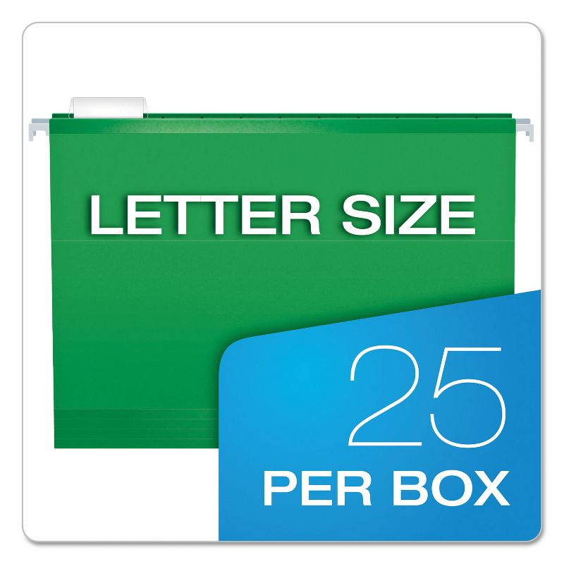 Pendaflex Reinforced Hanging Folders 1/5 Tab Letter Bright Green 25/Box 415215BGR, 5 of 9