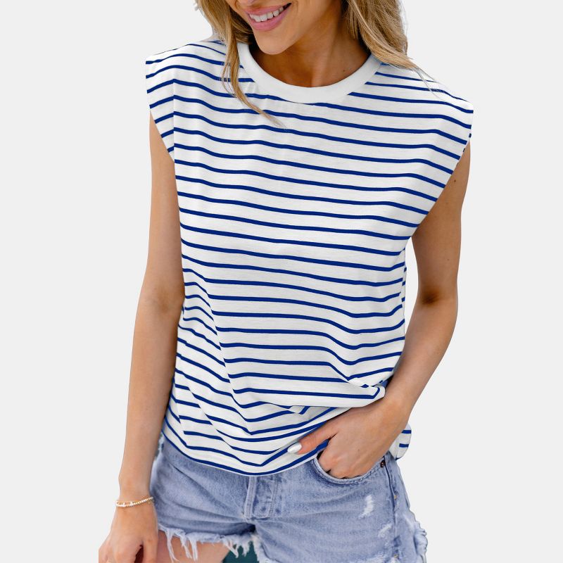 Women's Striped Round Neck Sleeveless Top - Cupshe, 1 of 5