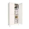 GlasFlength Decorative Storage Cabinets 61'' 2 Shapely Doors Cabinet, Metal Storage Cabinet with Doors and Shelves, White, 5.51"*16.93"*61.81" - 3 of 4