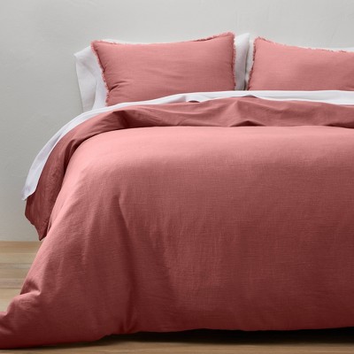 Linen-blend King/Queen Duvet Cover Set - Powder pink - Home All