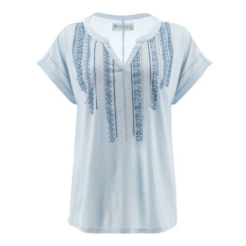 Aventura Clothing Womens Relaxed Fit Short Sleeve V Neck T Shirt Blue Small Target