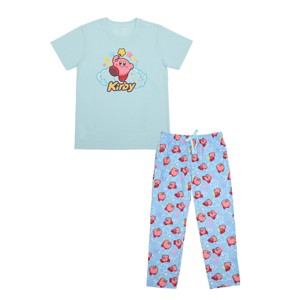 Adorable Kirby Junior Sleepwear Set with Short Sleeve Tee Shirt and Cozy Sleep Pants for Adults - 1 of 4