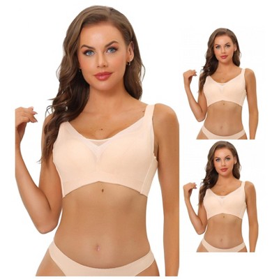 INSPIRE CHIC Women's Adjustable Straps Minimizer Full Coverage Mesh Underwire Bra 3 Packs