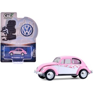 1950 Volkswagen Beetle "Botanical Beetle" Pink & White with Graphics "Club Vee-Dub" Series 1/64 Diecast Model Cars by Greenlight - 1 of 4