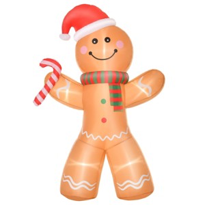 ChicFurnit Inflatable Holiday Decorations 8FT Christmas Gingerbread Man Inflatable Decoration for Holiday Yard Display, Yellow, 66.8"*25.5"*94.5" - 1 of 4