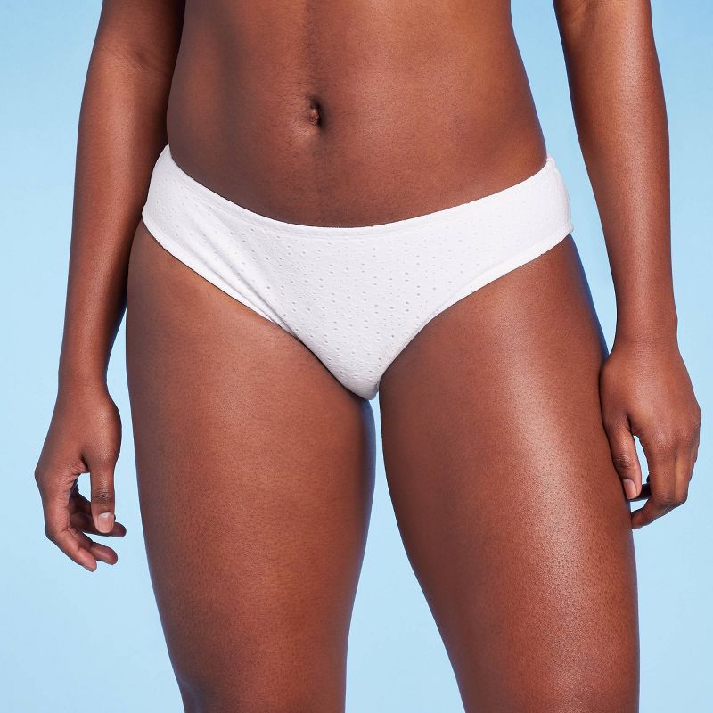 Women's Eyelet Hipster Bikini Bottom - Kona Sol™ White, 1 of 19