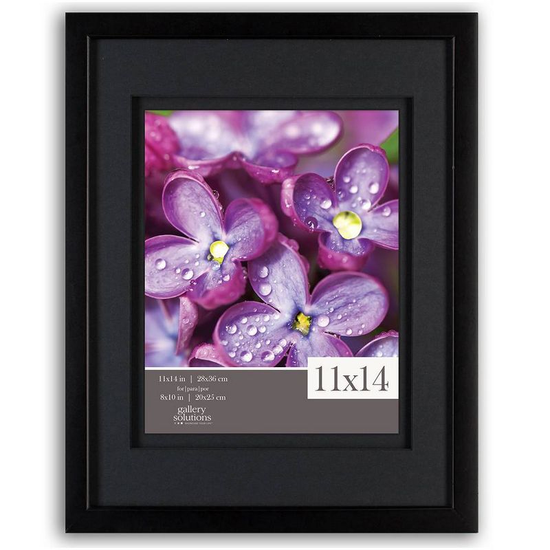 Gallery Solutions 11&#34;x14&#34; Black Wood Wall Frame with Double Black Mat 8&#34;x10&#34; Image, 1 of 6