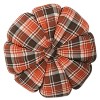 12" Harvest Plaid Pumpkin Round Throw Pillow Orange/Green - Pillow Perfect: Indoor Decorative Autumn Cushion - 2 of 4