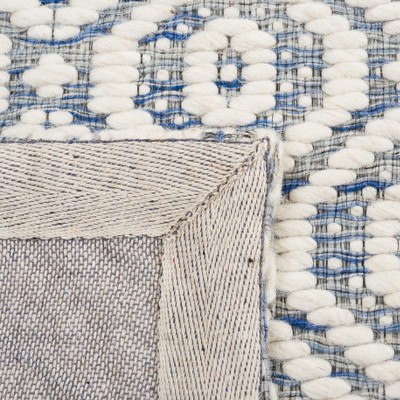 Elegant Marbella 4' x 6' Blue and Ivory Hand-Woven Area Rug