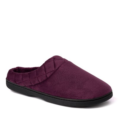 Dearfoams Women's Darcy Quilted Cuff Velour Clog Slipper - Aubergine ...