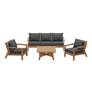 WestinTrends Avalon Outdoor 6-Piece Modular Sectional Patio Furniture Sofa Set, Teak/Gray - 1 of 4