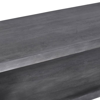 Charcoal Gray Rectangular Mango Wood Coffee Table with Open Shelf