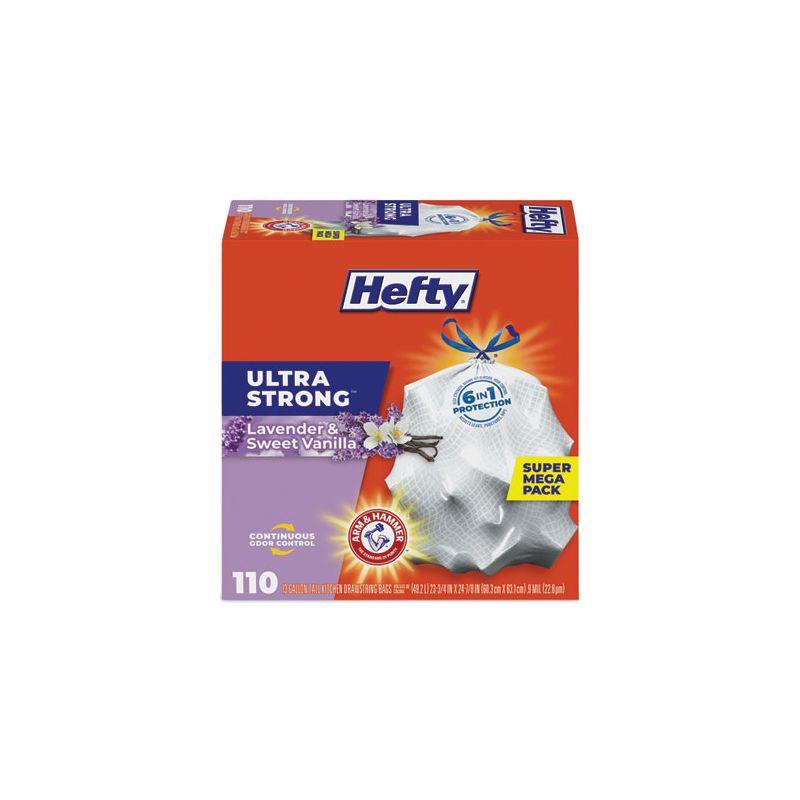 Hefty Ultra Strong Scented Tall White Kitchen Bags, 13 gal, 0.9 mil, 23.75" x 24.88", White, 110/Box, 4 of 6