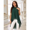 INSPIRE CHIC Women's Casual Tie Back Asymmetrical High Low Sleeveless Mock Neck Flowy Blouse - 4 of 4