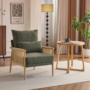 Karl Home Green Chenille Accent Chair Armchair With Pillow - 1 of 4