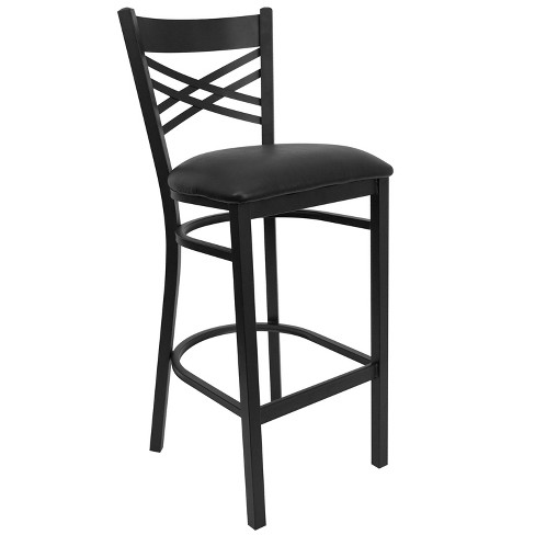 Flash Furniture HERCULES Series Black X Back Metal Restaurant Barstool Black Vinyl Seat