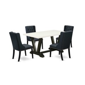 HomeStock 5-Piece Rectangle Natural Oak Finish Solid Wood Top Dining table with 4 Chairs - 1 of 4