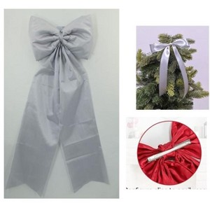 Christmas Decoration Set 24Pcs Small Bows 1Pcs Large Tree Topper Satin Bows Hanging Ornaments for Xmas Home Garland Decorations - 1 of 1