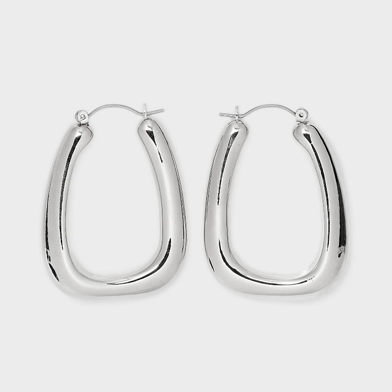 Square Puffy Hoop Earrings - Universal Thread&#8482; Silver, 1 of 5