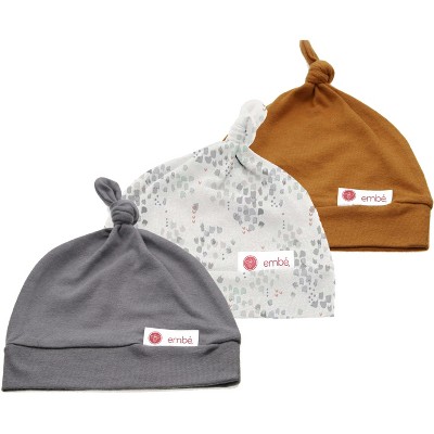Embe Newborn Top Knot Hat, One-size, 3-pack, (sand/ Disperse/ Slate) :  Target
