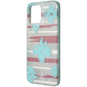 PureGear Slim Shell Series Hard Case for REVVL 6 5G - Blue Flowers/Glitter - 1 of 1