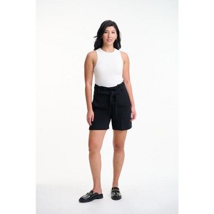 Lafidi Women’s Libbi Hi-Rise Paperbag Shorts with Self Sash Belt and Side & Welt Pockets for a Flowy Yet Tailored Look - 1 of 4