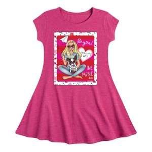 Girls' - Barbie - Hello Lovely Barbie Fit & Flair Cap Sleeve Dress - 1 of 2