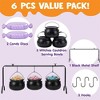 Joyfy 6 PCS Halloween Party Decor Set, 3 Witches Black Candy Bucket Cauldron Serving Bowls 2 Purple Candy Discs a Black Metal Shelf with 3 Hooks - 2 of 4
