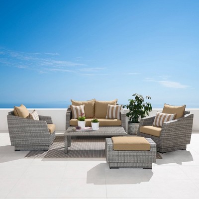 Cannes 5pc Love & Club Seating Set Maxim Beige - RST Brands