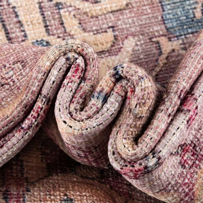 Nostalgia Octagon Pink Easy-Care Synthetic Area Rug