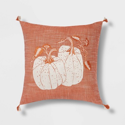 Embroidered Pumpkins Square Throw Pillow Orange - Threshold™