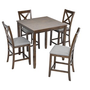 NicBex 5-Piece Dining Table Set with 4 Cushion Seats Dining Chairs,Modern 34.5 Inch Kitchen Table & 4 Side Chair with Wood Frame - 1 of 4