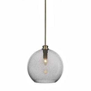 Toltec Lighting Kimbro 1 - Light Pendant in  New Aged Brass with 13.75" Smoke Bubble Shade - 1 of 1