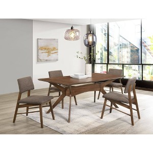 Picket House Furnishings Set of 2 Ronan Standard Height Side Chair Set Walnut: Upholstered, Contemporary Design, Rubberwood Frame - 1 of 4