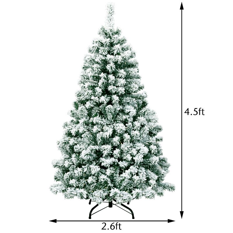 Tangkula Pre-lit Artificial Hinged Christmas Pine Tree Snow Flocked Decoration Tree, 4 of 9