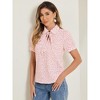 INSPIRE CHIC Women's Retro Dots Print Bow Tie Peter Pan Collar Chiffon Blouse - 2 of 4