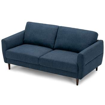 Tangkula 72" Fabric Sofa Couch Living Room Small Apartment Furniture w/ Wood Legs Navy