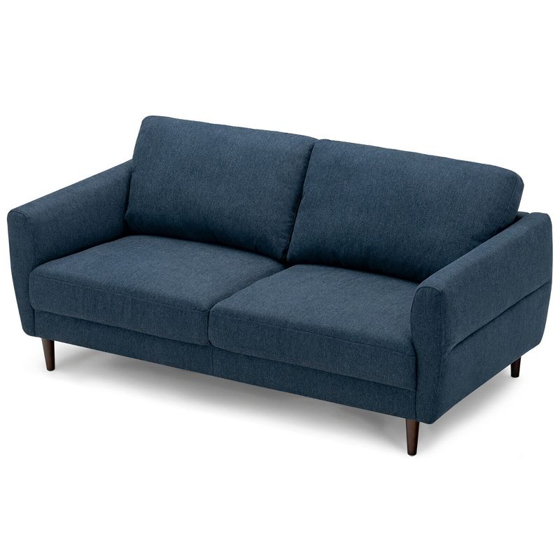 Tangkula 72" Fabric Sofa Couch Living Room Small Apartment Furniture w/ Wood Legs Navy, 1 of 11