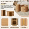 Sapphtopaz 2PCS Retro Coffee Table Set with Sliding Tambour Door & Golden Handle Round Side Table with 2-Tier Shelf Coffee Bar for Living Room - 3 of 4