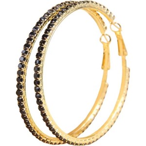 Sparkly Crystal Hoop Earrings for Women, Bling Round Circle Wedding Jewelry - 1 of 4