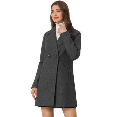 INSPIRE CHIC Women's Notched Lapel Double Breasted Raglan Sleeve Winter Coat