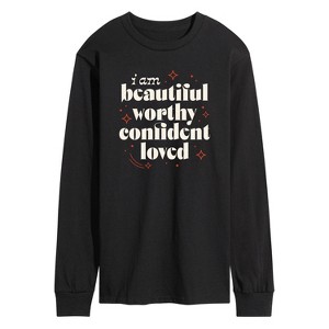 Men's - Instant Message - Beautiful Worthy Confident Loved Long Sleeve Graphic T-Shirt - 1 of 4